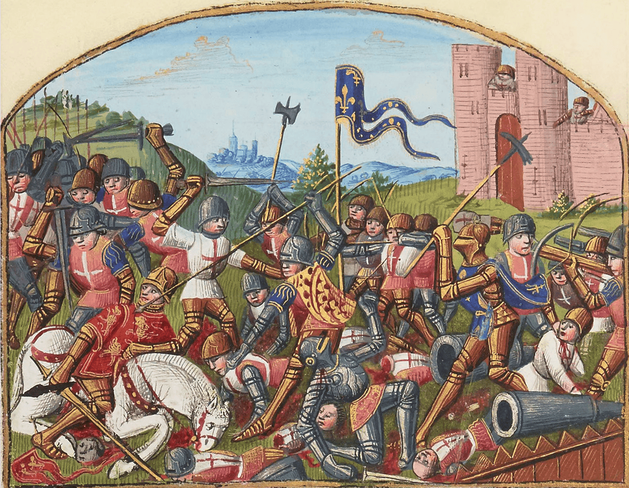 Enluminure représentant la mort de John Talbot lors de la bataille de Castillon en 1453
